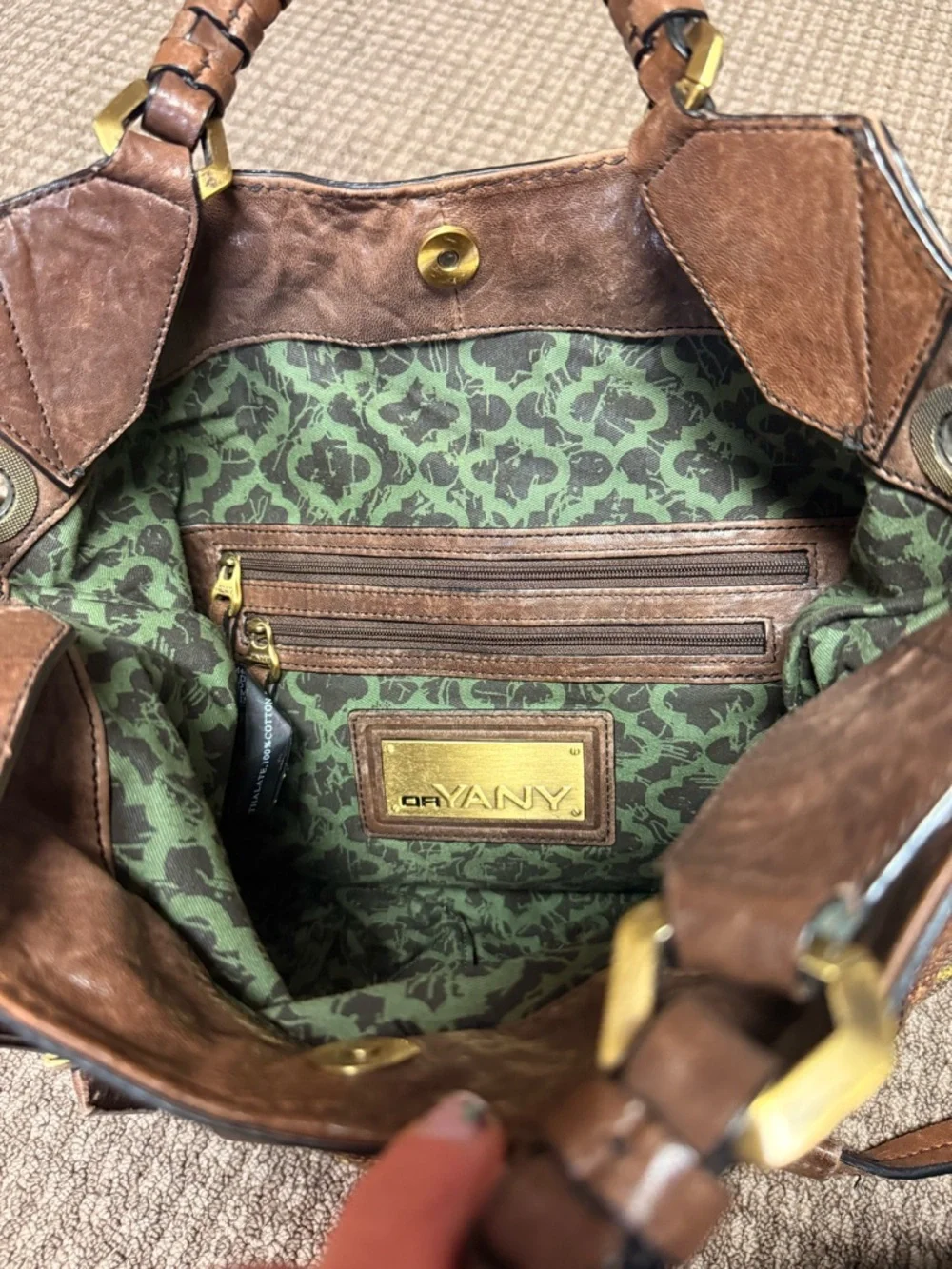 orYANY Copper Sequin Hobo with Brown Leather Trim